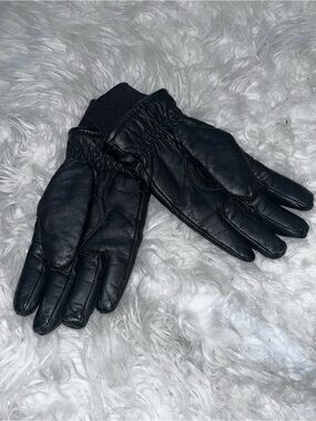 Saranac Black Leather Men's Gloves with Elastic Cuff